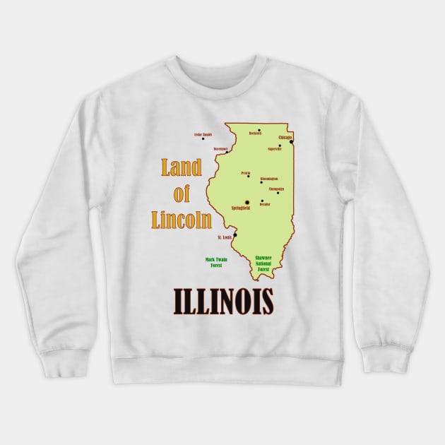 Illinois State Map Crewneck Sweatshirt by Pr0metheus